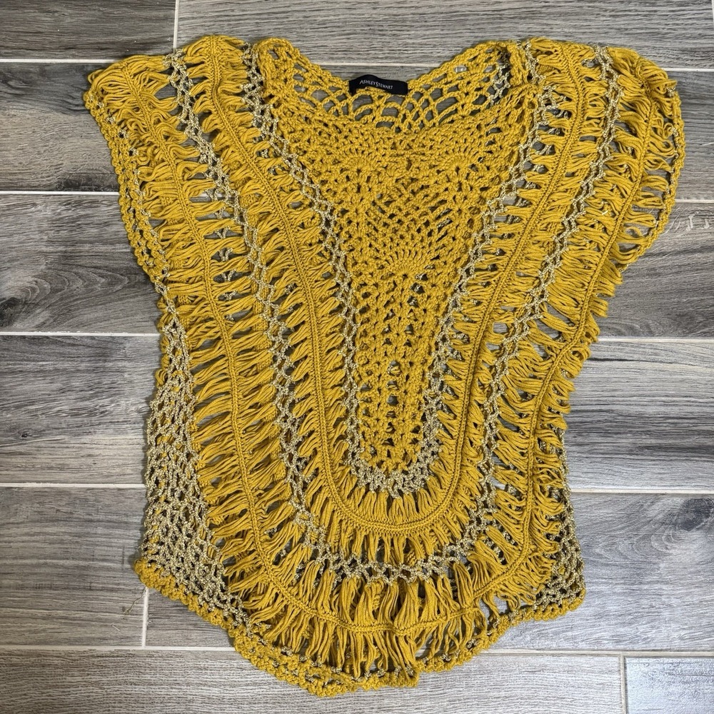 Ashley Stewart Crochet‎ Top Sleeveless Corded Festival Boho Size M